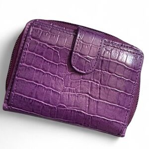 Vintage Y2K purple croc embossed leather zip wallet by WalletBe for Dimo Gear 💜